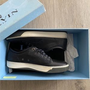 Lanvin Navy Calfskin Leather Low Top Sneaker